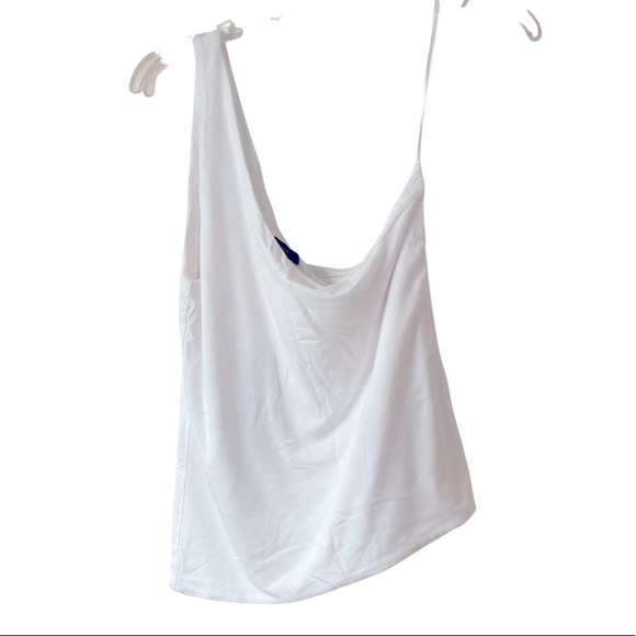 J. Crew Tops - J Crew one shoulder white top size large stretch thick lined off the shoulder